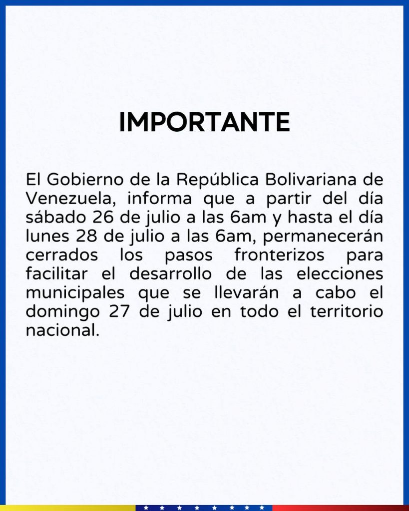 cierre de fronteras Colombia-Venezuela por elecciones del 27 de julio. Conozca el impacto en la logística binacional.